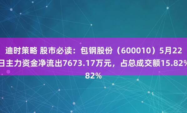 迪时策略 股市必读：包钢股份（600010）5月22日主力资金净流出7673.17万元，占总成交额15.82%