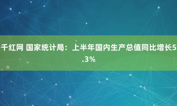 千红网 国家统计局：上半年国内生产总值同比增长5.3%