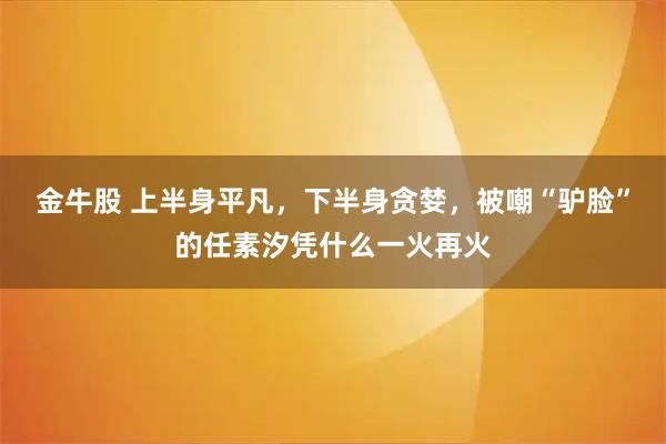 金牛股 上半身平凡,下半身贪婪,被嘲“驴脸”的任素汐凭什么一火再火